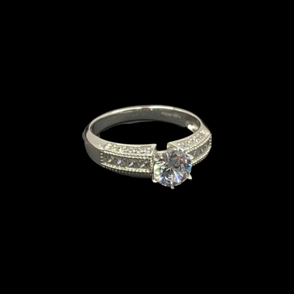 White Gold Round Stone Engagement Ring