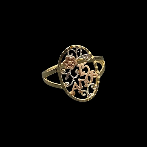 3-Tone Lace 15 Anos Ring