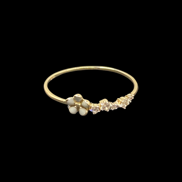 Floral Simple Stone Ring