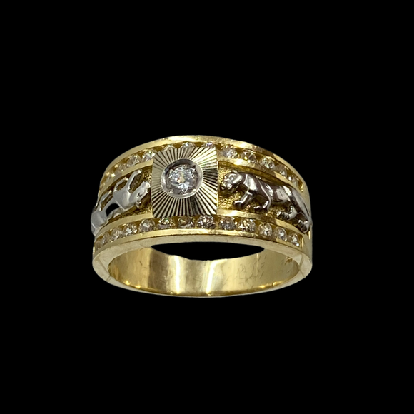 14k Panther with Stones 2-Tone Ring