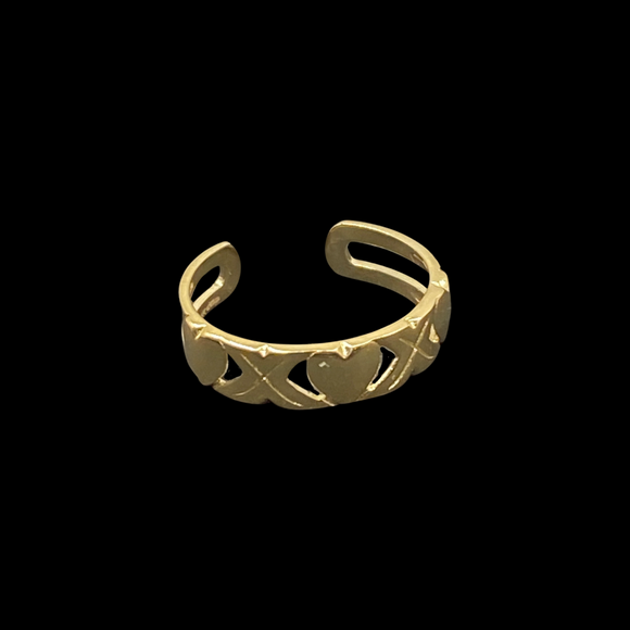Double Band XOXO Solid Open Toe Ring