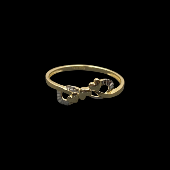 2-Tone Infinity Trailing Hearts Ring