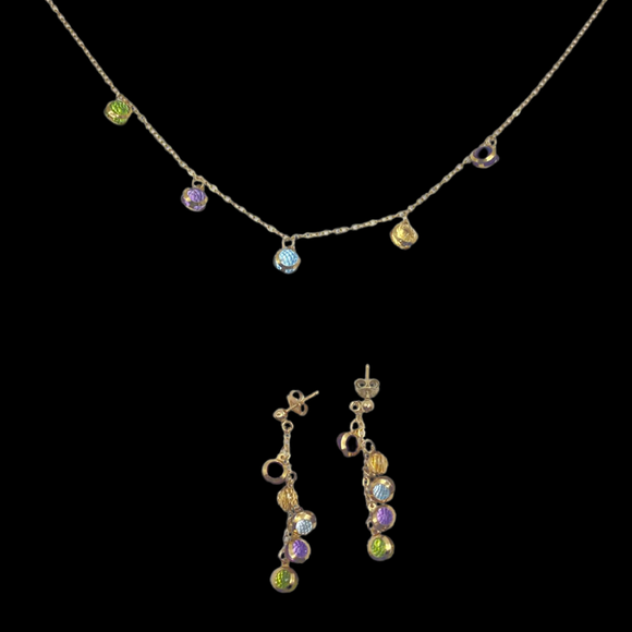 14k Colored Stones Necklace and Earrings