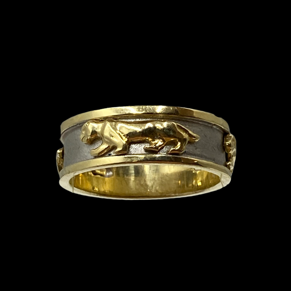 14k Panther 2-Tone Thick Band Ring
