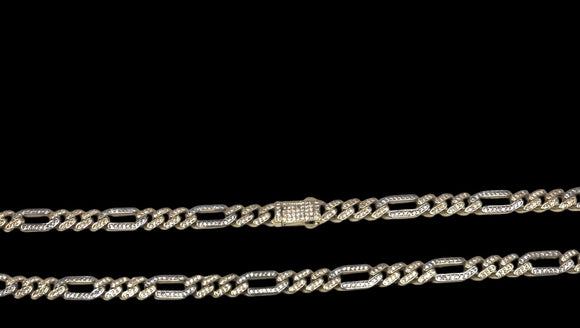 14k 2-Tone Figaro Chain and Bracelet Set