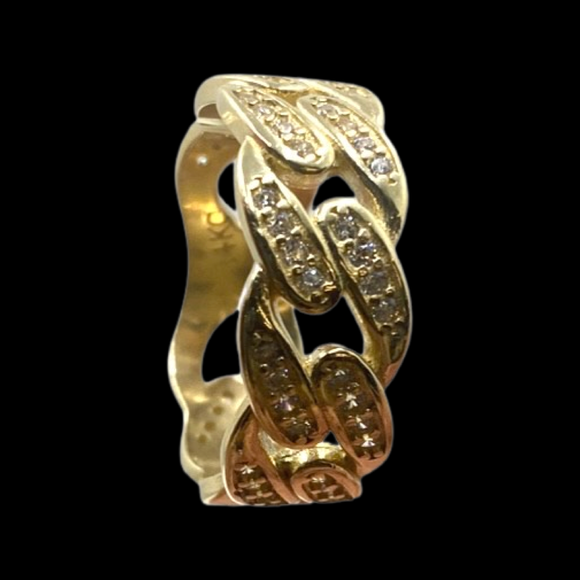 14k Stone Cuban Link Ring
