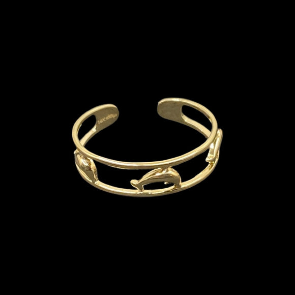 Two Band Dolphin Open Toe Ring